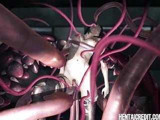 Asian 3d girl gets tentacle fucked