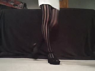 Cissy CD Trap Thin legs walking with reference to black heels and stockings