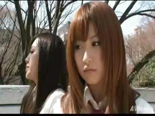 Twosome hottie Japanese bimbos are neighbors who become lesbian lovers